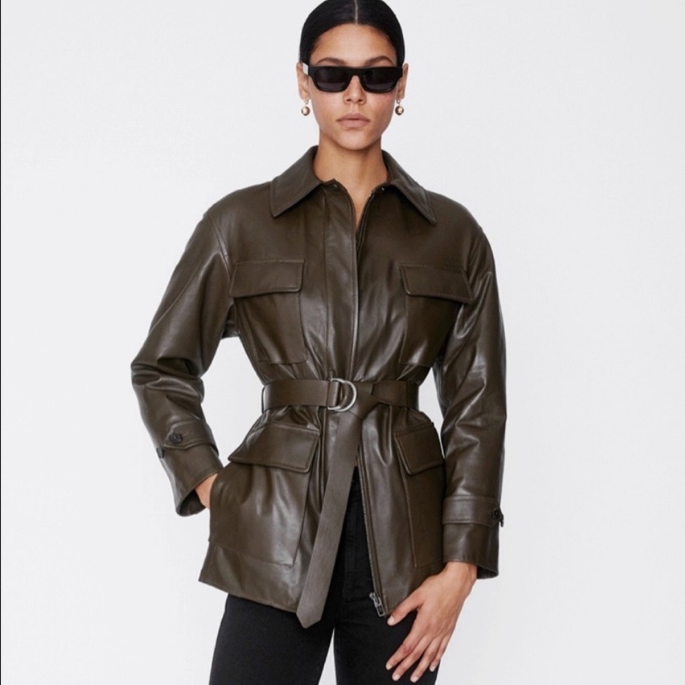 Anine Bing Olive Leather Jacket